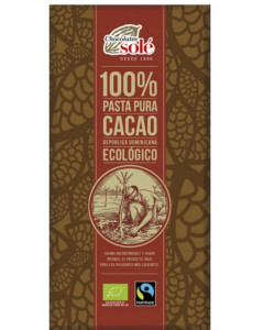 Ciocolata neagra 100% cacao, Chocolates Sole, ECO, 90g (fara gluten)