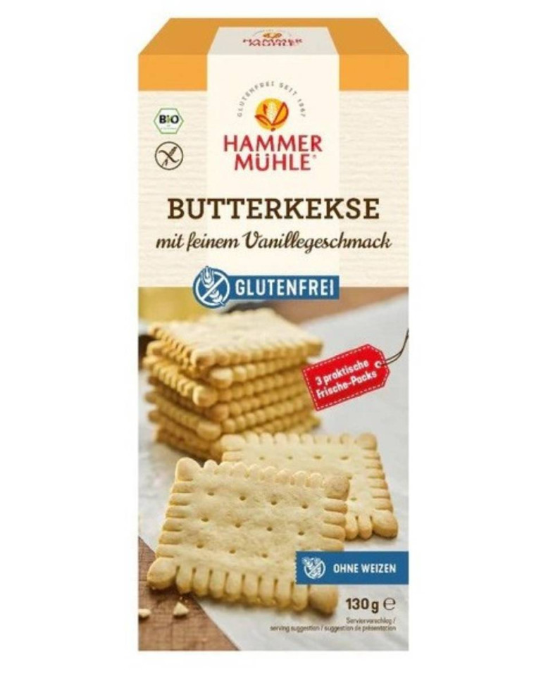 Biscuiti cu unt si vanilie, HammerMuhle, ECO, 130g (fără gluten)