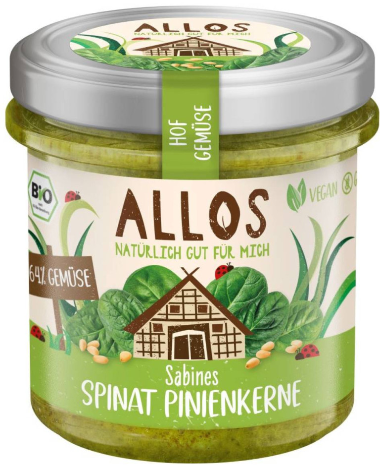 Crema tartinabila vegan cu spanac, Allos, ECO, 135g (fara gluten)