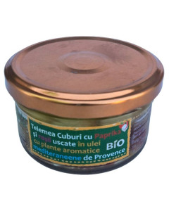 Telemea cuburi cu paprika si rosii uscate in ulei, ECO, 150ml