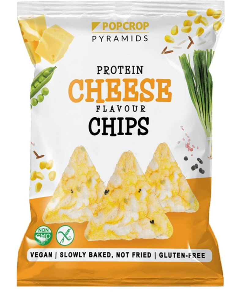 Chipsuri proteice vegane cu aromă de brânză și ceapă, PopCrop, 60g
