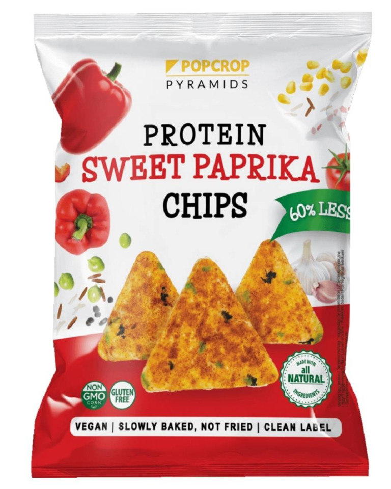 Chipsuri proteice vegane cu paprika dulce,  PopCrop, 60g