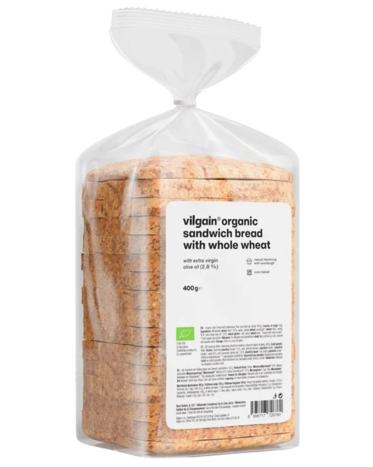 Pâine toast integrală, Vilgain, ECO, 400g