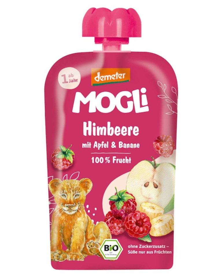 Piure zmeura, mere si banane, Mogli, ECO, 100g (1an+)