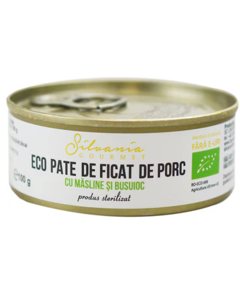 Pate din ficat de porc cu masline si busuioc, ECO, 100g
