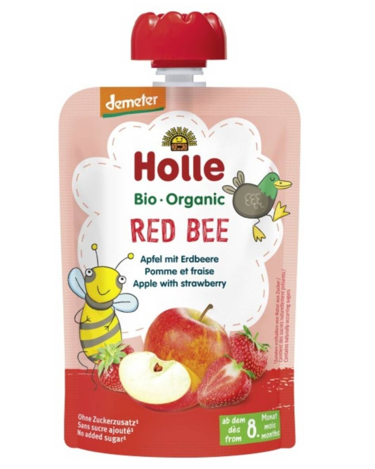 Piure de fructe cu mere si capsuni, Holle, ECO, 100g