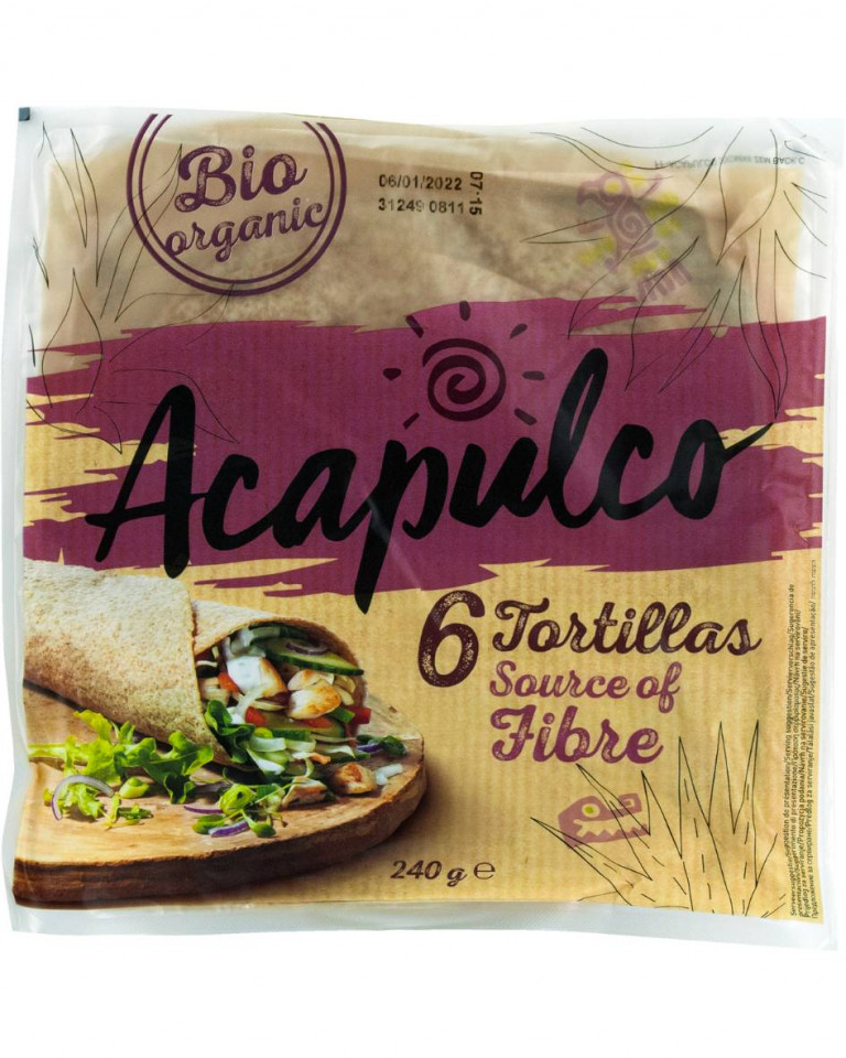 Tortillia Wraps, integrala, Acapulco, ECO, 240g