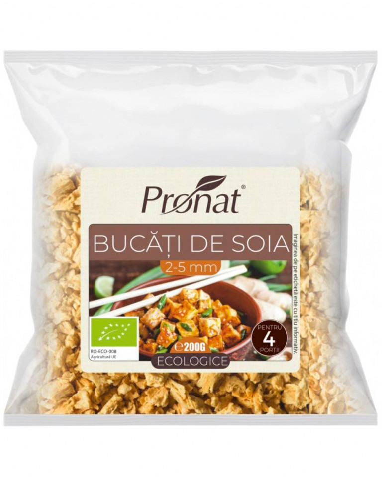 Bucati de soia 2-5mm, proteina vegetala texturata, Pronat, ECO, 200g