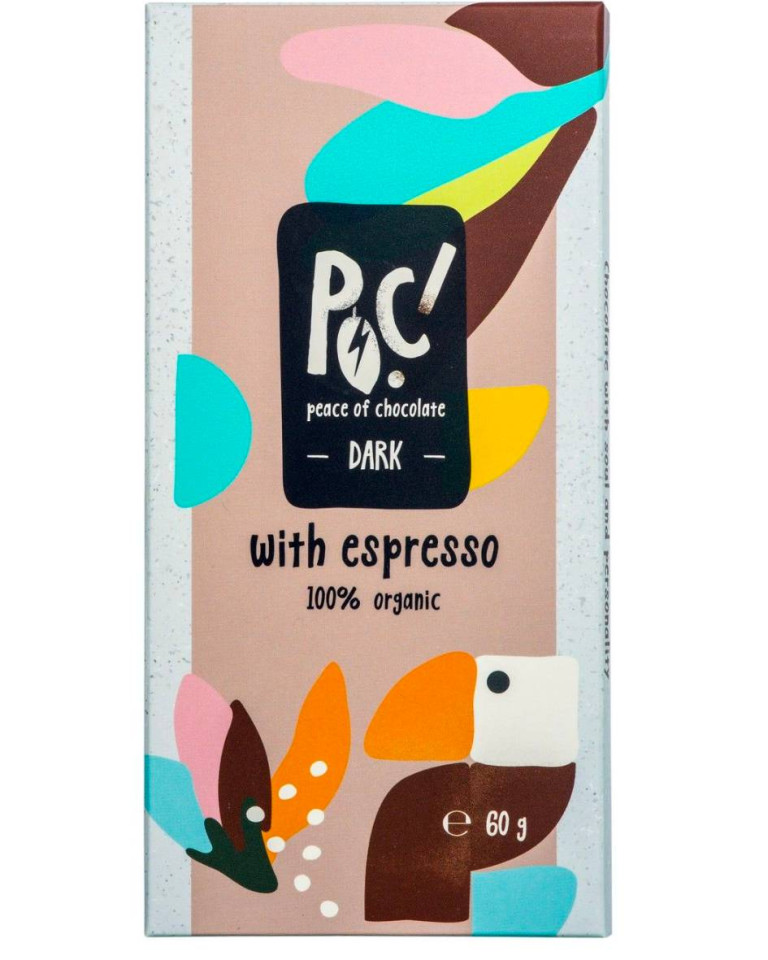 Ciocolata neagra cu espresso, POC Sweets, ECO, 60g